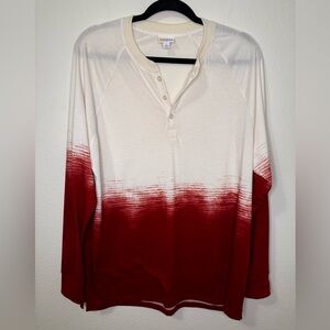 LuLaRoe Mark Long Sleeve Shirt Large Stretchy Red White